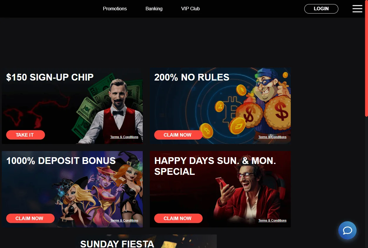 Extreme Casino promotions view on desktop